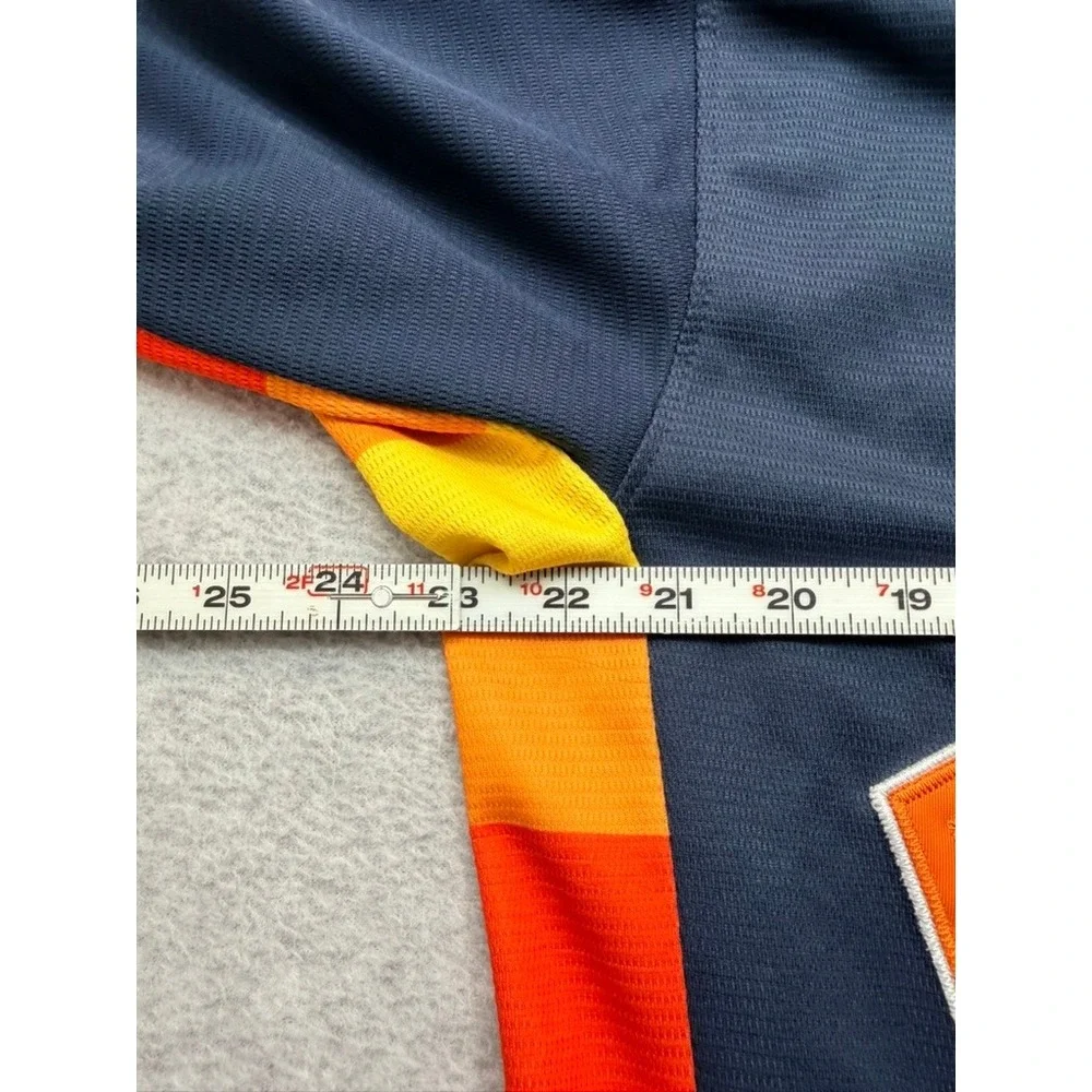 Majestic Houston Astros Jersey Mens Small Navy Blue Rainbow Side Stripe MLB Cool